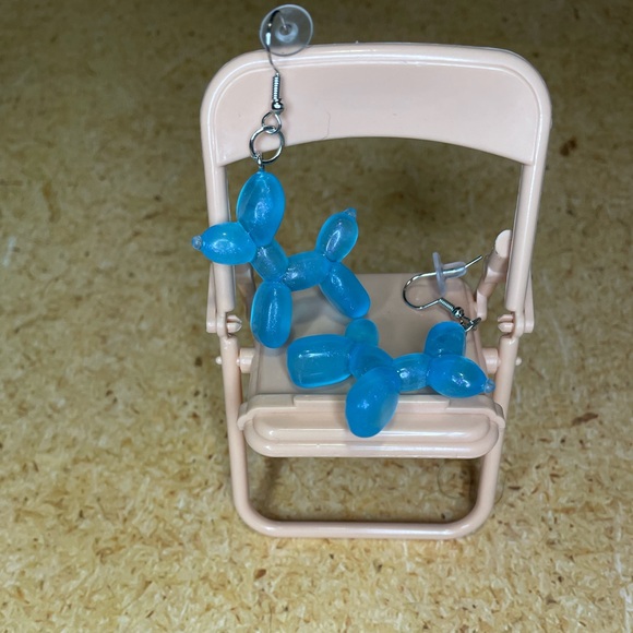 Blue Balloon Animal Earrings - Picture 2 of 2